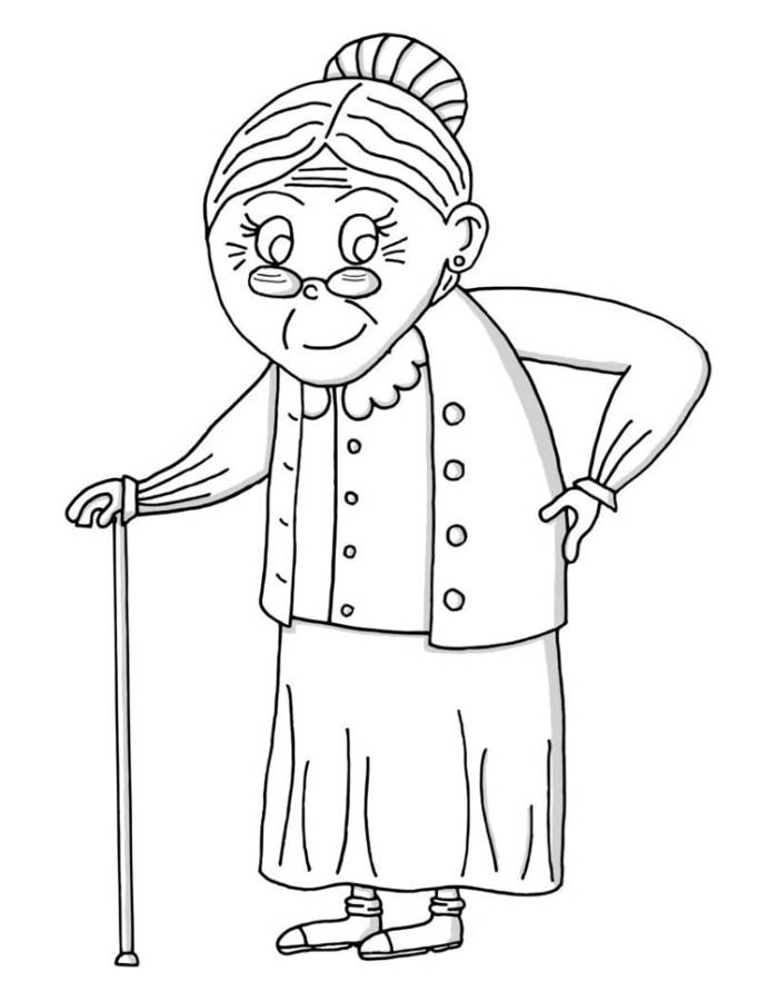 Grandmother Outline Pdf Coloring Page