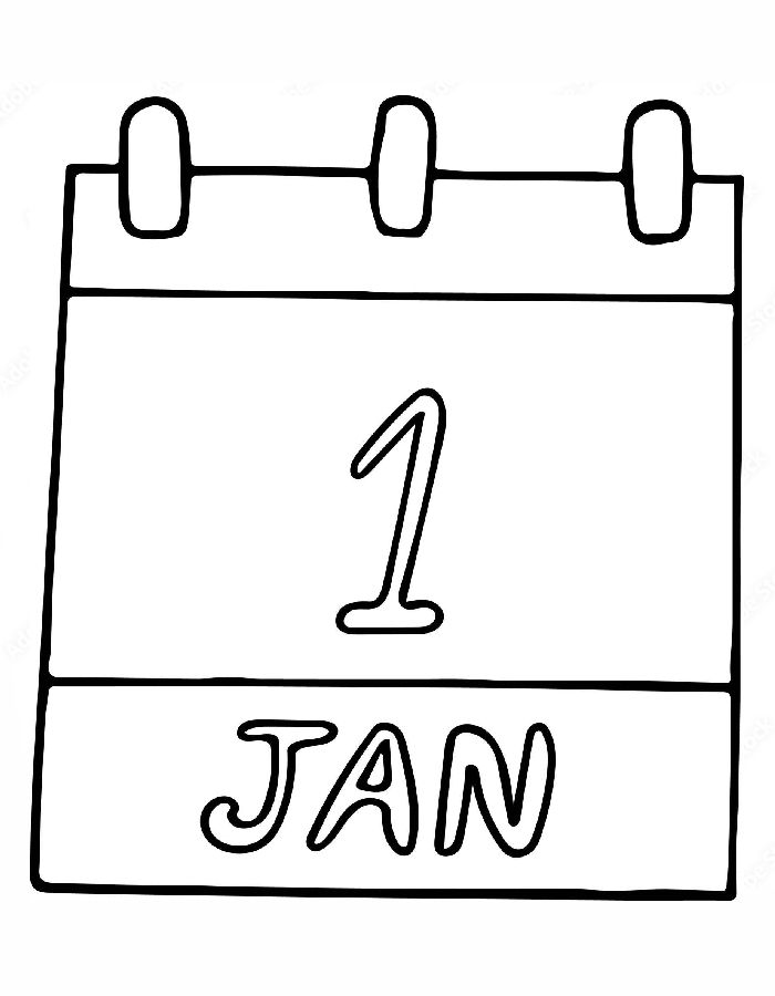 January 1 New Year Coloring Page