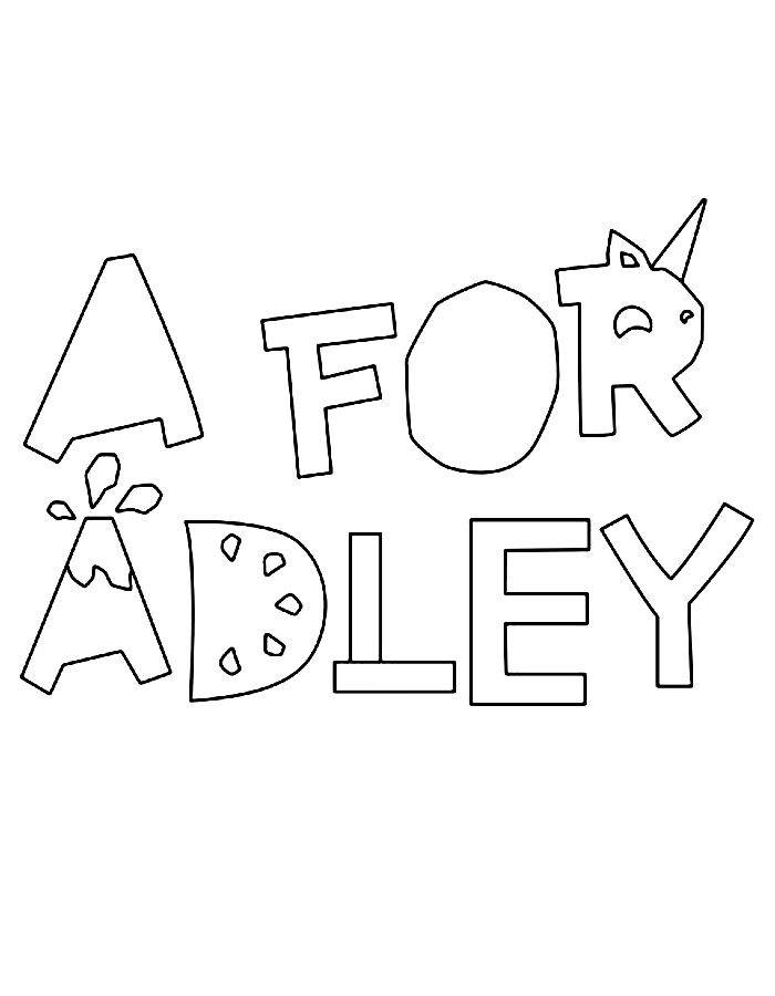 A For Adley Line Art Coloring Page