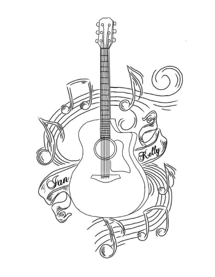 Acoustic Guitar Coloring Page