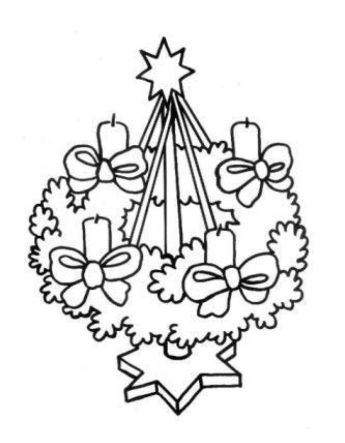 Advent Candle Christmas Wreath Coloring Page