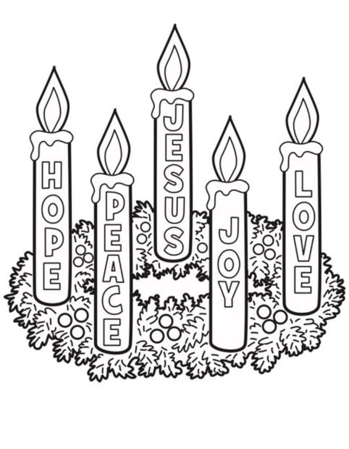 Advent Candle Line Art Coloring Page