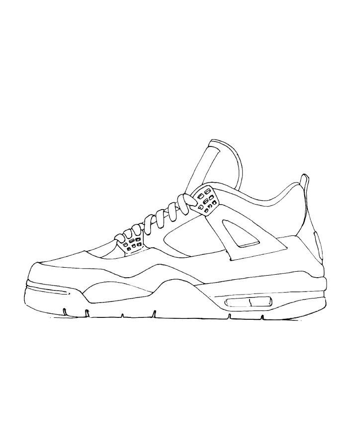 Air Jordan 4 Sneaker Shoe Coloring Page