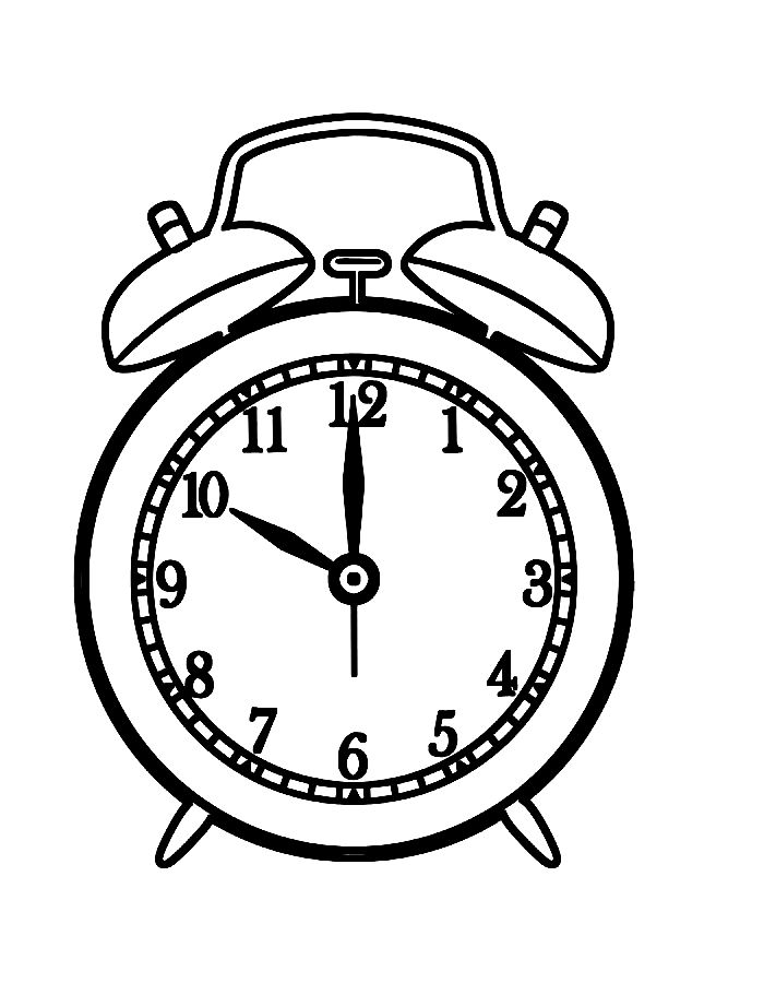 Alarm Clock Drawing Coloring Page