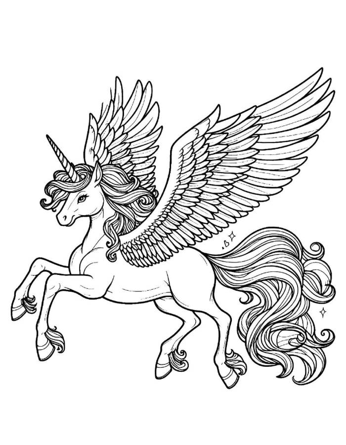 Alicorn Flying Through The Sky Coloring Page