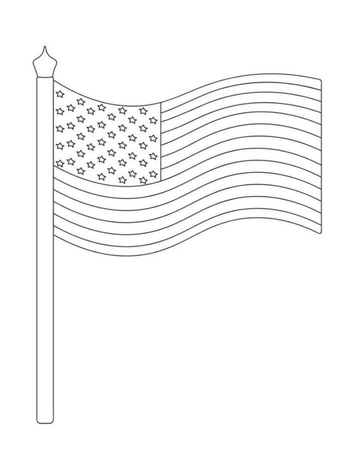 American Flag Line Art Coloring Page