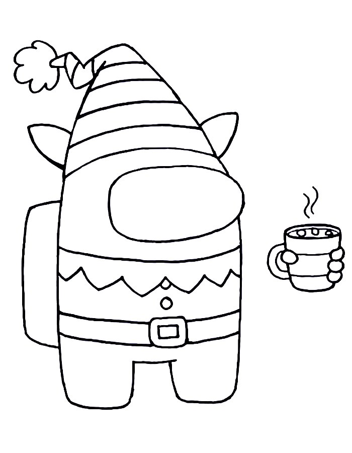 Among Us Christmas Elf Coloring Page