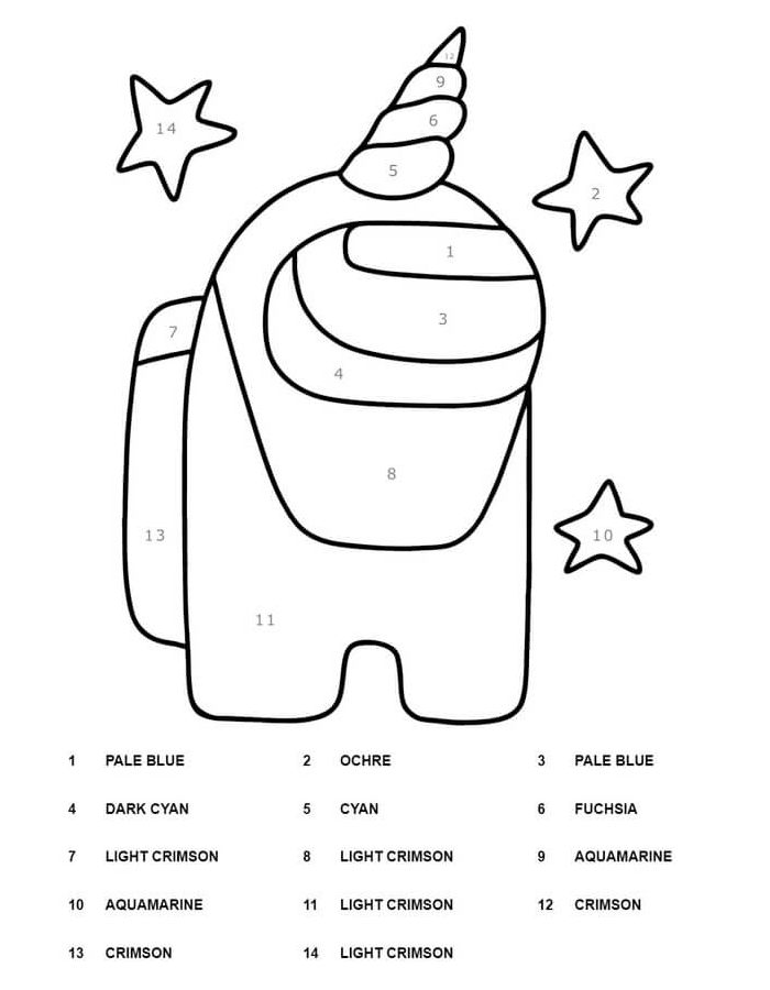 Among Us Game By Number Coloring Page