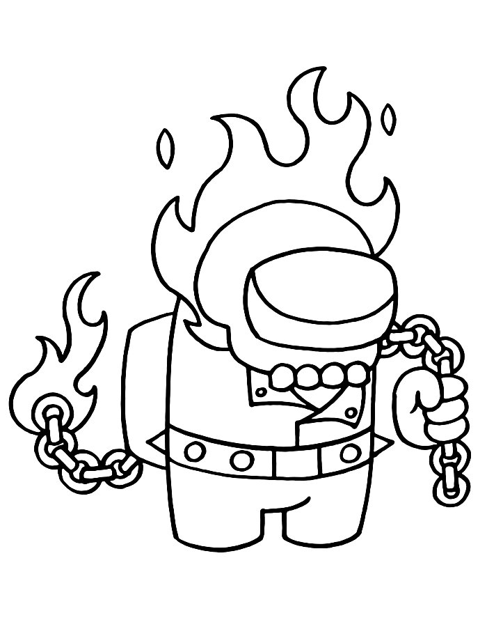 Among Us Ghostrider Crewmate Coloring Page