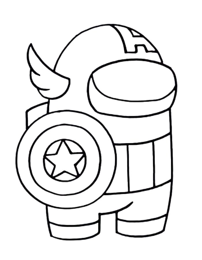 Among Us Super Hero Coloring Page