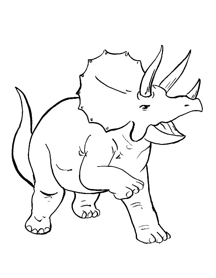 Angry Triceratops Dinosaur Drawing Easy Coloring Page