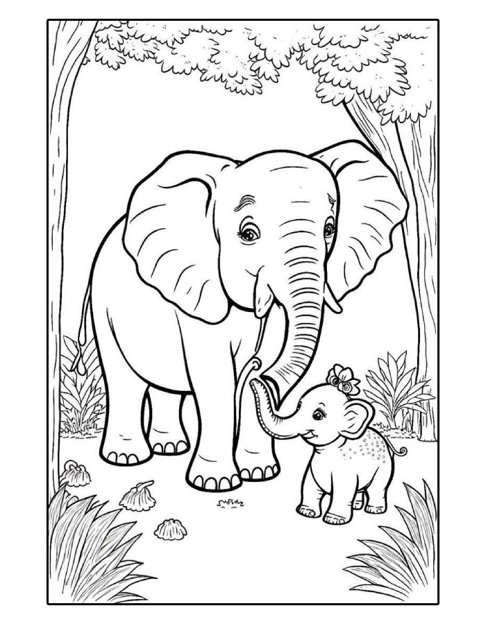 Animals In The Jungle Coloring Page