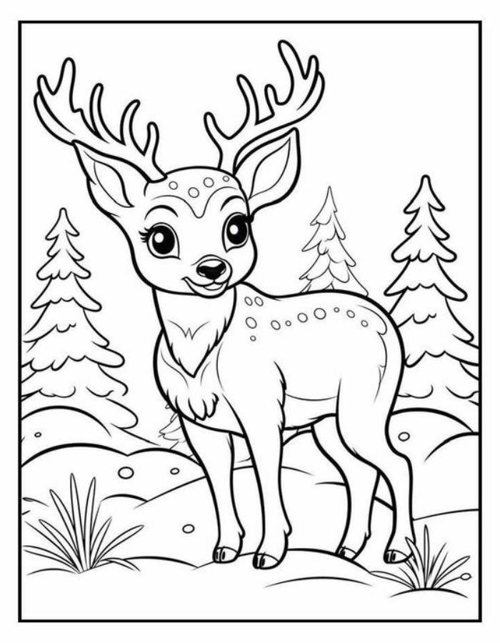 Animals In Winter Coloring Page