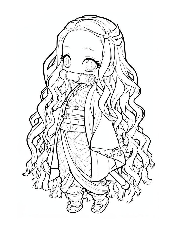 Anime Nezuko Coloring Page