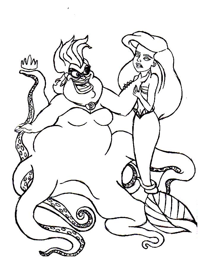 Ariel and ursula coloring page