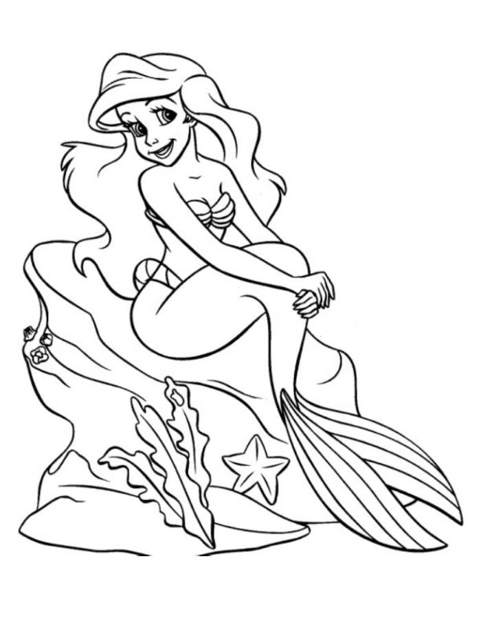 Ariel Mermaid Picture To Color Coloring Page