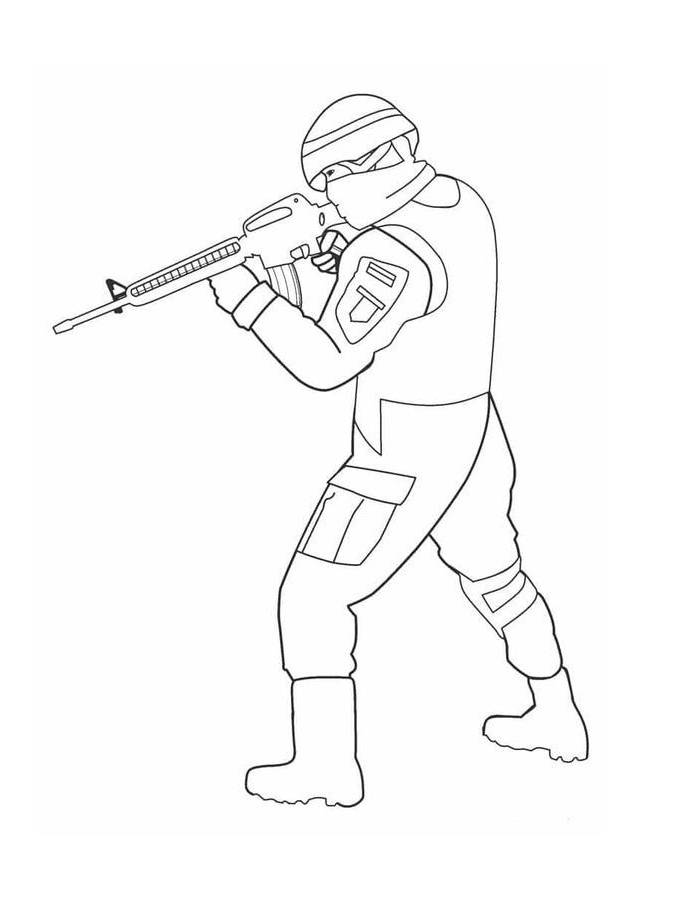 Army Soldier Aiming Rifle Coloring Page