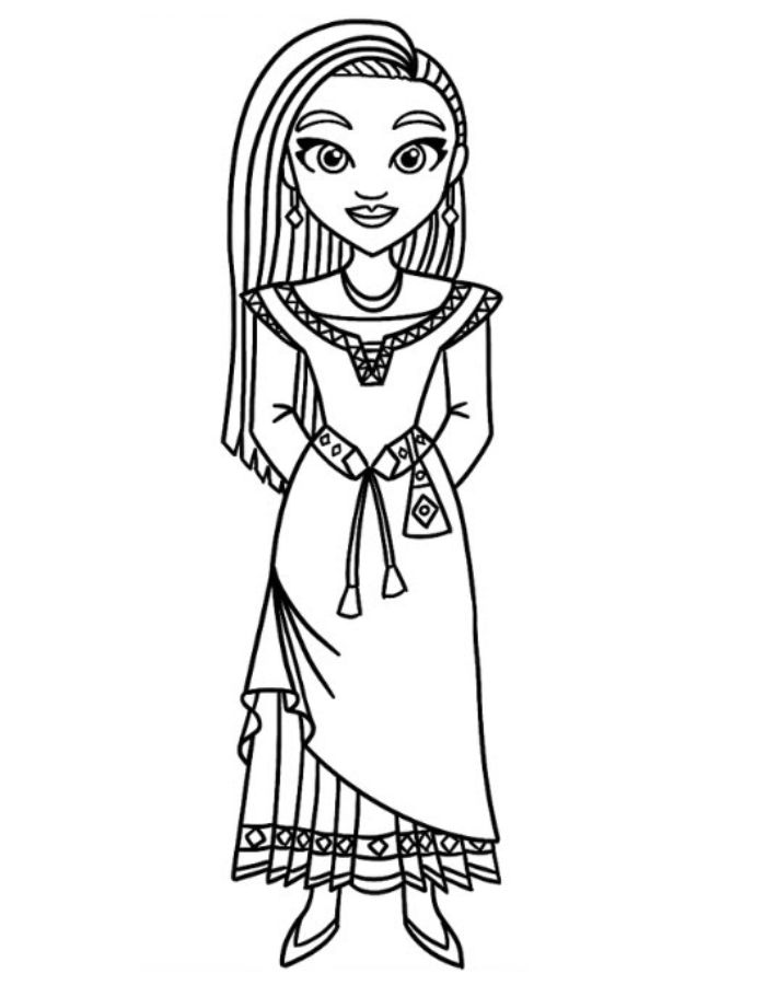 Asha From Disney's Wish Coloring Page