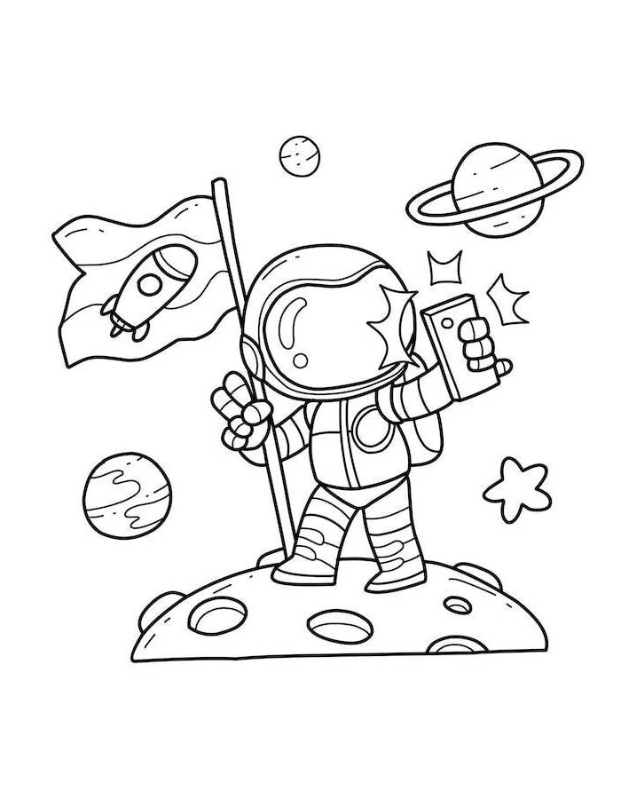 Astronaut Free Drawing Astronaut Free Drawing Coloring Page