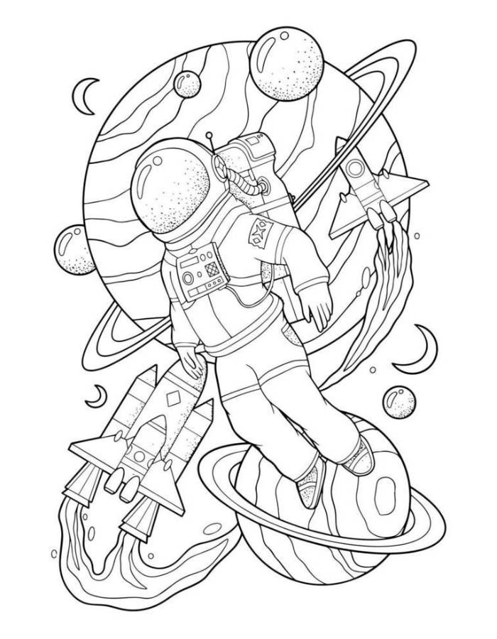 Astronaut Simple Outline Astronaut Simple Outline Coloring Page