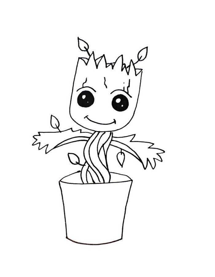 Baby Groot Easy Drawing Coloring Page