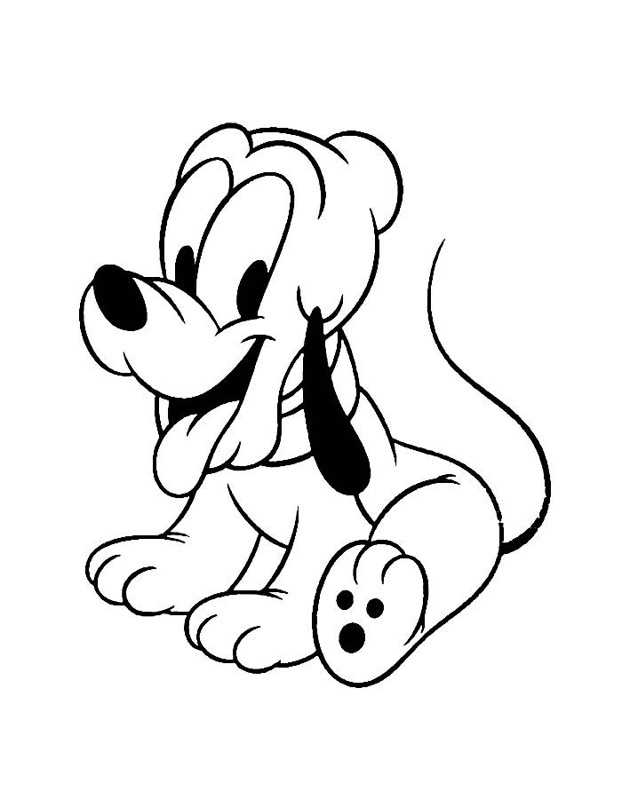 Baby Pluto Cartoon For Kids Coloring Page