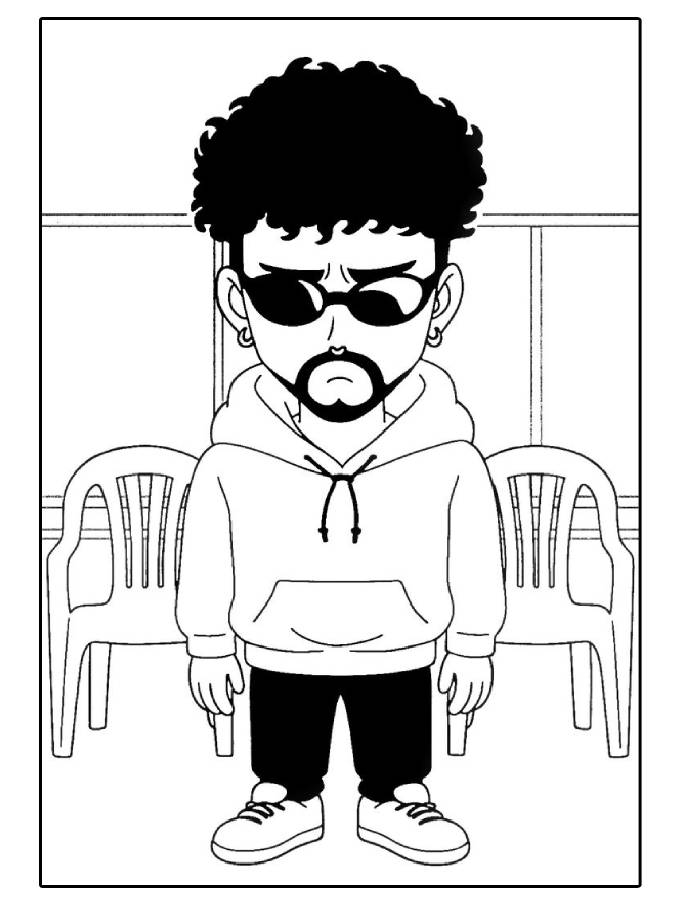 Bad Bunny Outline Pdf Coloring Page