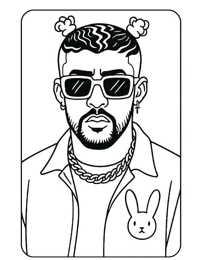 Bad Bunny Simple Art Coloring Page