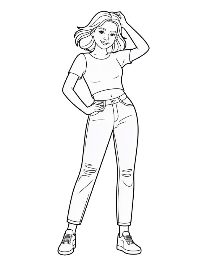 Baddie Person Outline Coloring Page