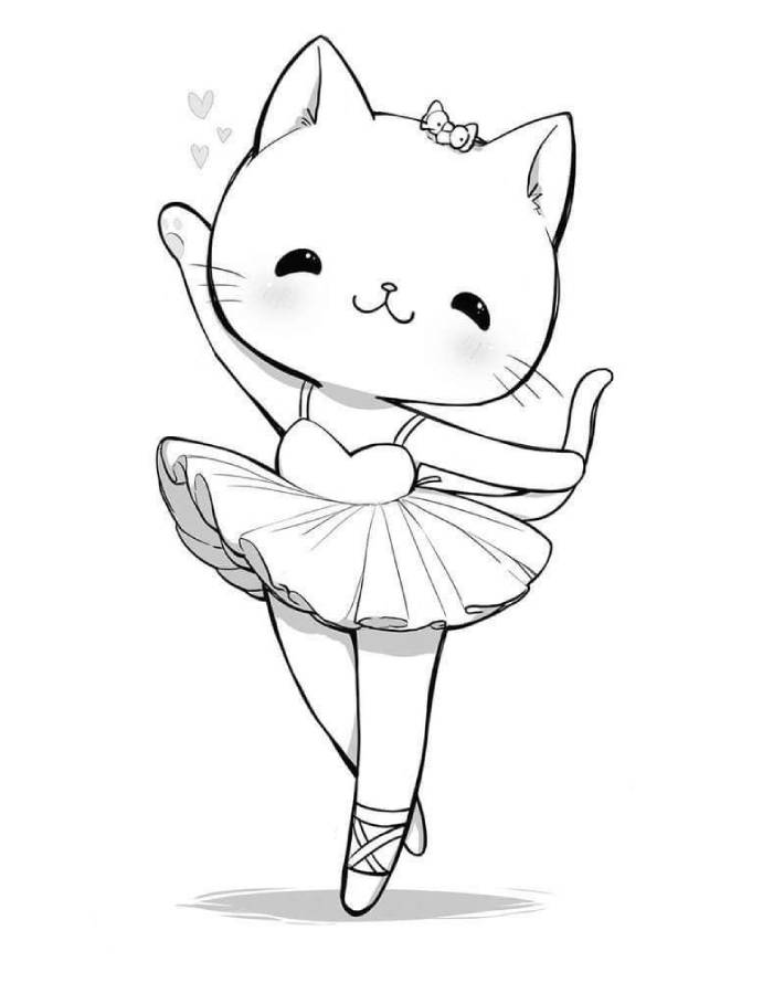 Ballerina Cartoon Cat Ballerina Cartoon Cat Coloring Page