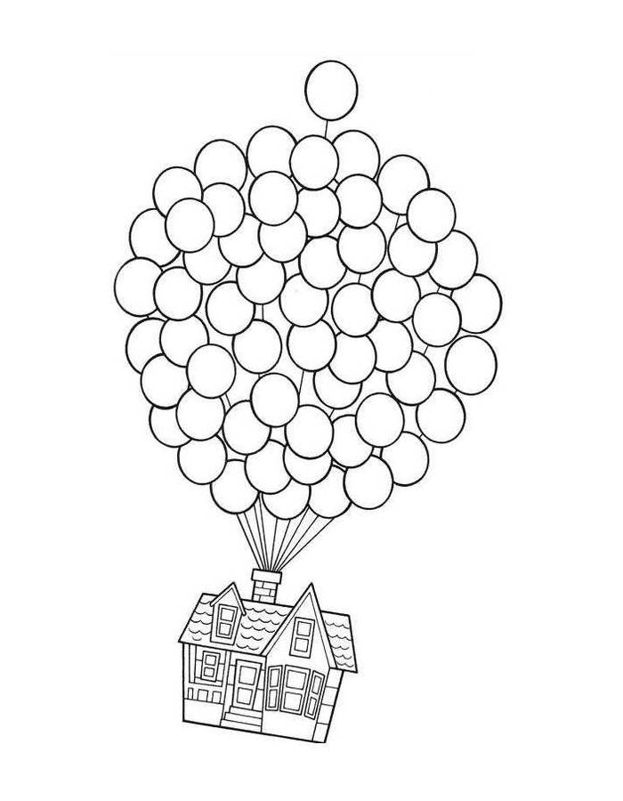 Balloon House Coloring Page