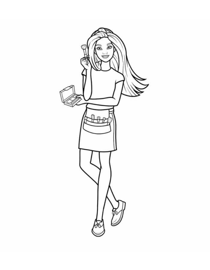 Barbie Makeup Artist Doll Coloring Page