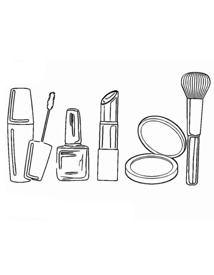 Barbie Makeup Set For Toddlers Coloring Page