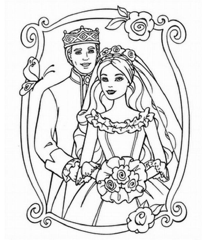 barbie wedding coloring pages