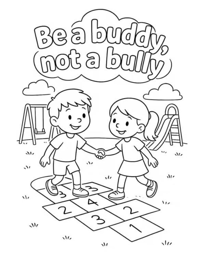 Be A Buddy, Not A Bully Coloring Page