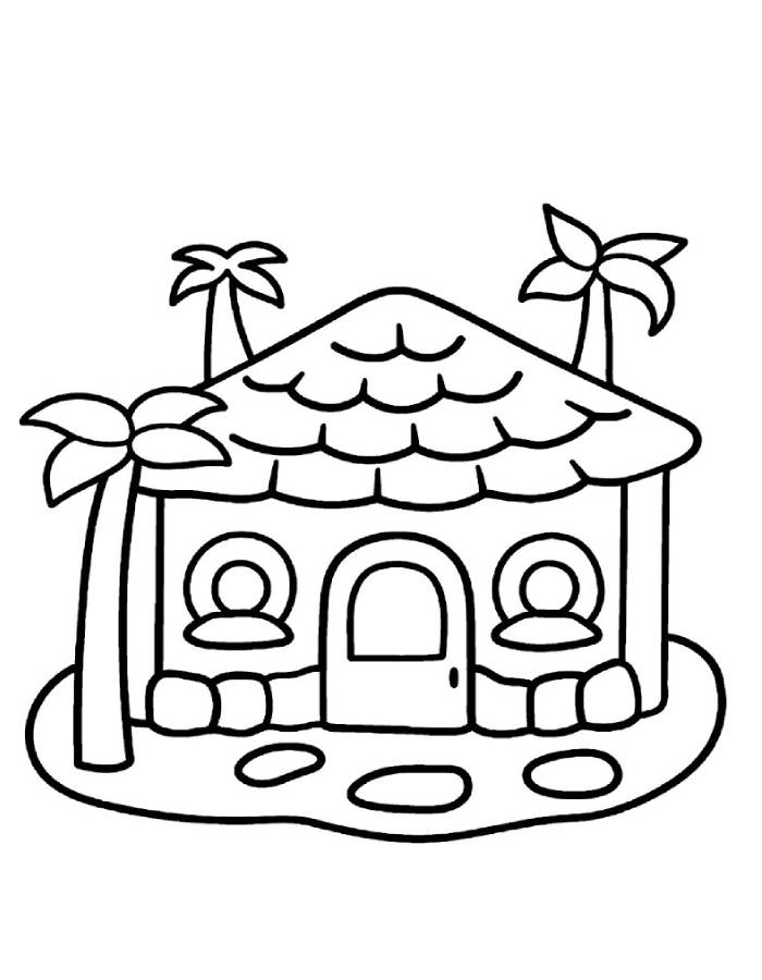 Beach House Coloring Page