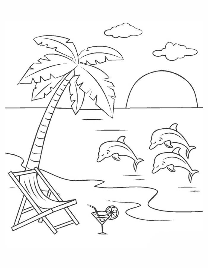 Beach Theme Coloring Page