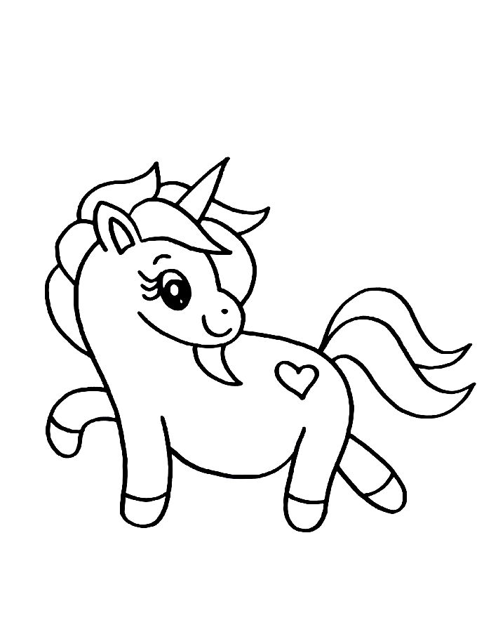 Beautiful Baby Unicorn Drawing Coloring Page