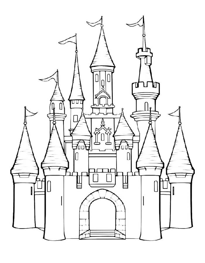 Beautiful Fairy Tale Castle Scene Coloring Page