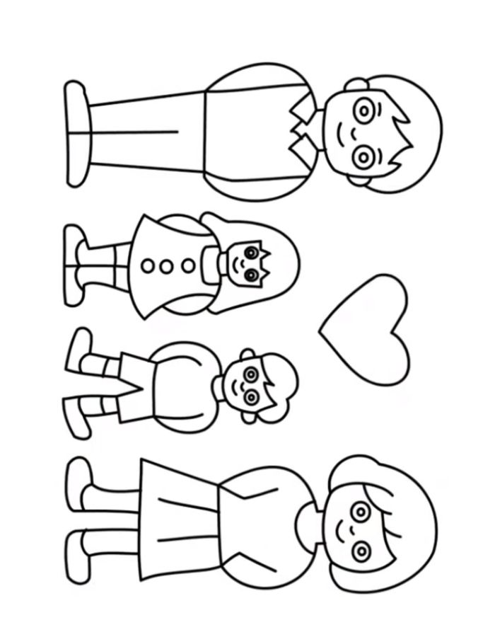 Beautiful Family For Toddlers Coloring Page