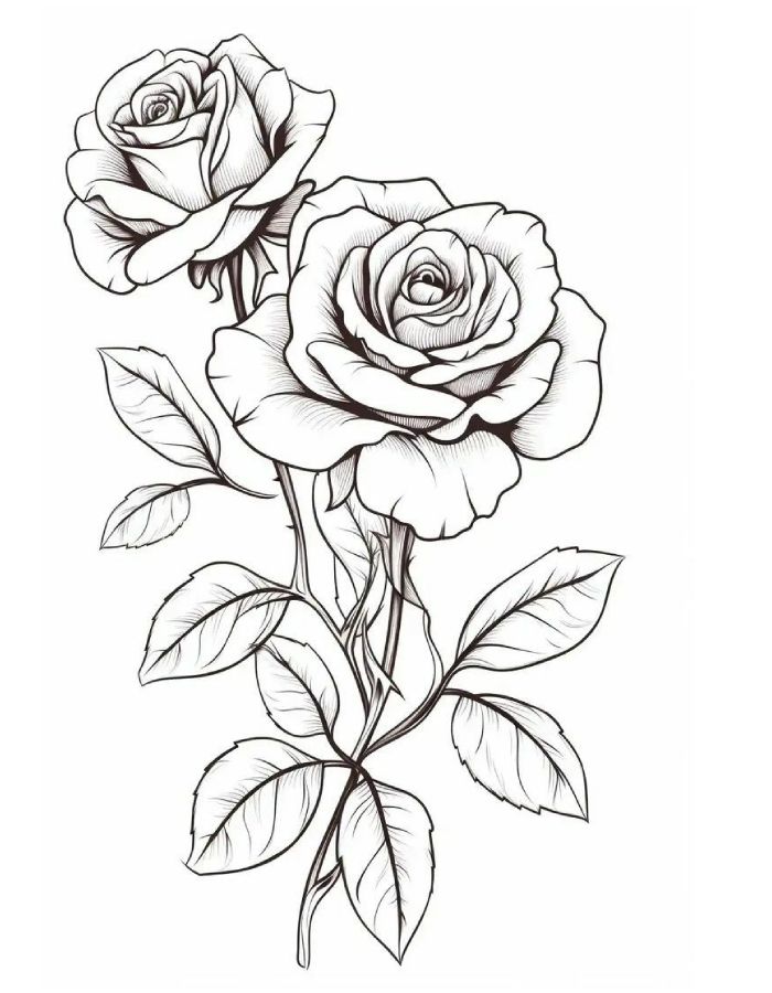 Beautiful Rose Coloring Page