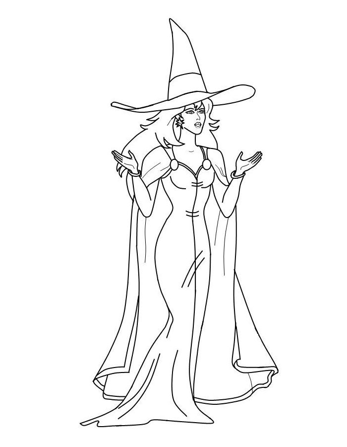 Beautiful Witch Coloring Page