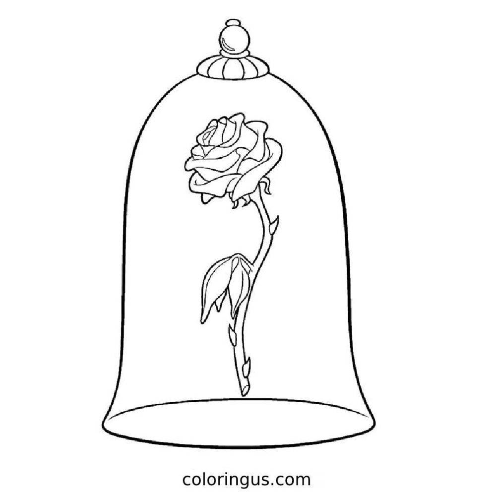 Beauty And The Beast Rose Coloring Page