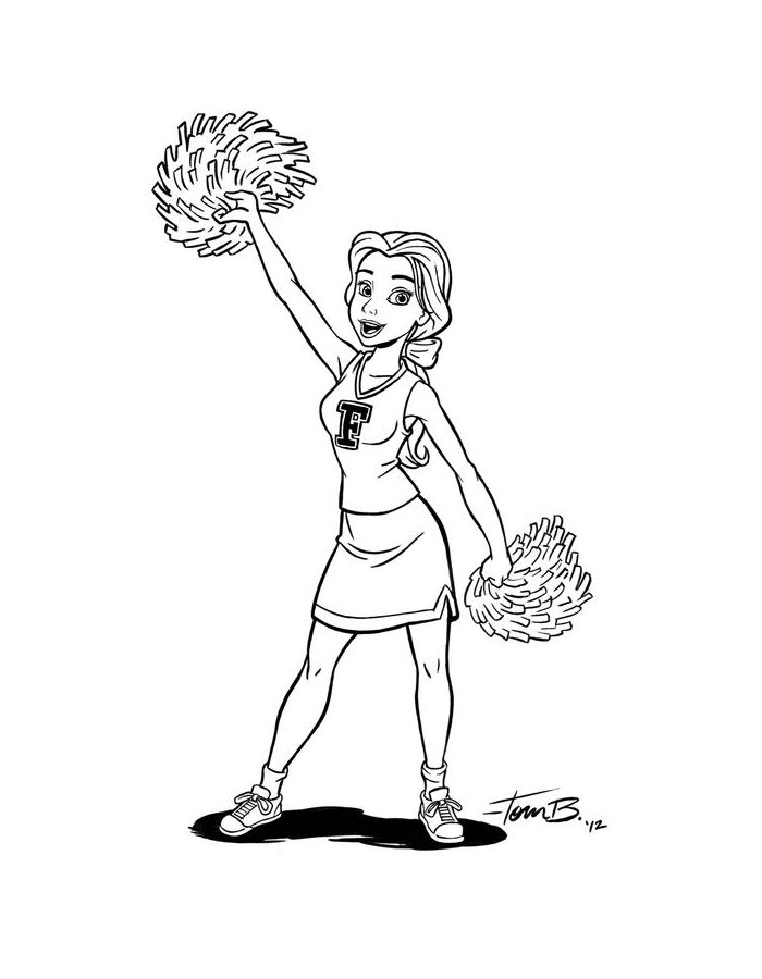 Belle As A Cheerleader Coloring Page