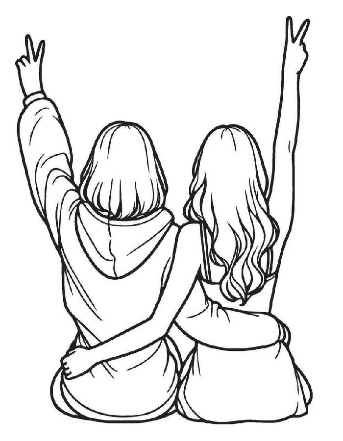 Best Friends Forever Together Coloring Page