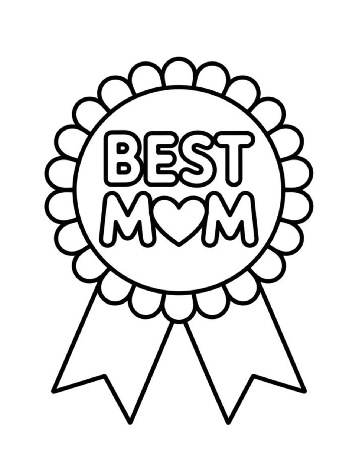 Best Mom Art Coloring Page