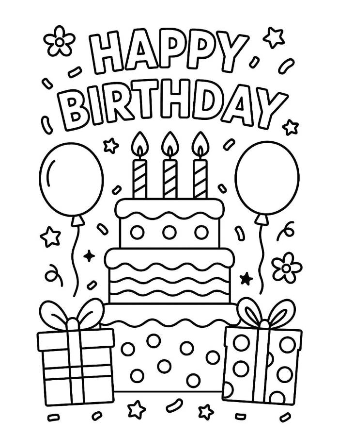Birthday Card Coloring Page