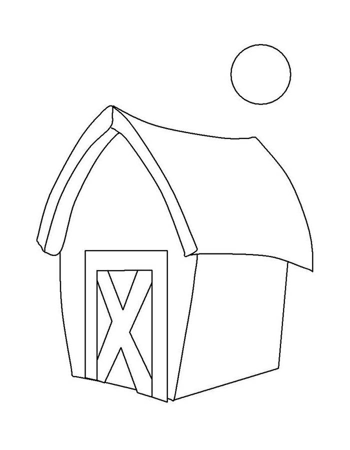 Black And White Barn Clipart Coloring Page