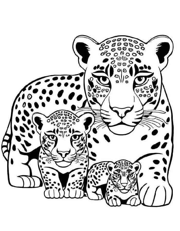 Black And White Jaguar Animal Coloring Page