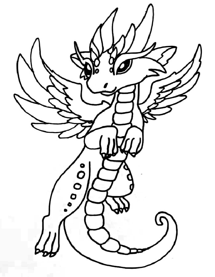 Black Rainbow Dragon Coloring Page